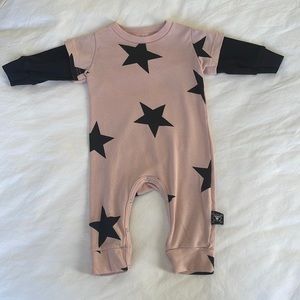 nununu Pink Star Print One-Piece with Black Sleeves